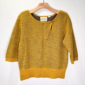 Anthropologie Edie Merino Wool/Cashmere Blend Pullover Sweater Mustard Sz L